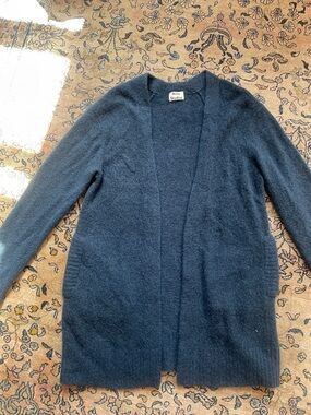 Acne Open-Front Dark Teal Wool Mohair Cardigan